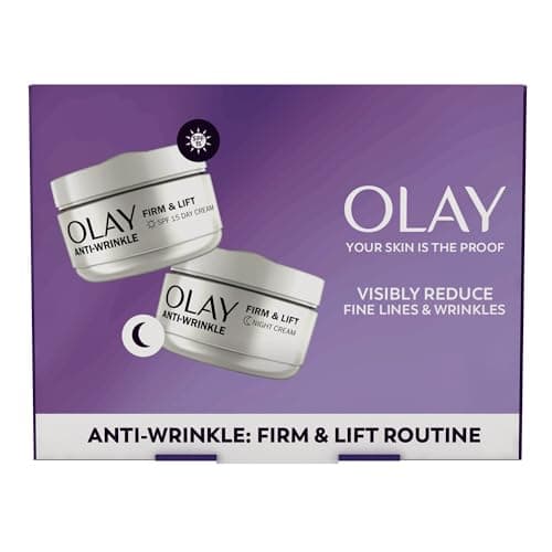 Image of Olay Anti-Wrinkle Firm & Lift Giftset: SPF15 Day Face Cream 50ml + Night Cream Moisturiser 50ml, Anti-Ageing Skin Care