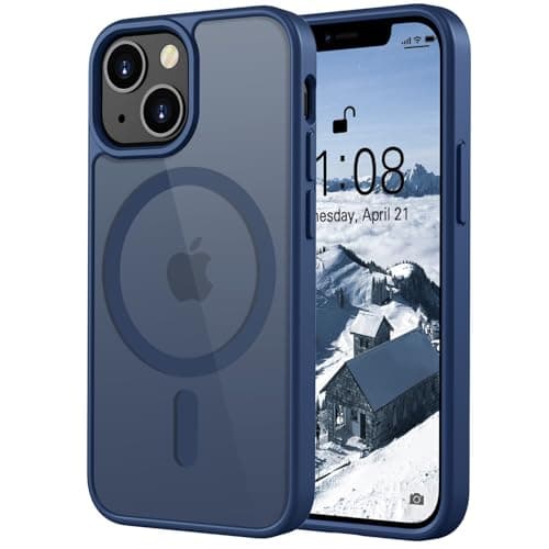 Image of ORDA Magnetic Case for iPhone 13 mini Case Compatible with MagSafe,Military Shockproof Ultra Slim Translucent Matte Cover for iPhone 13 mini Phone case Scratch & Fingerprint Resistant -5.4" Deep Blue