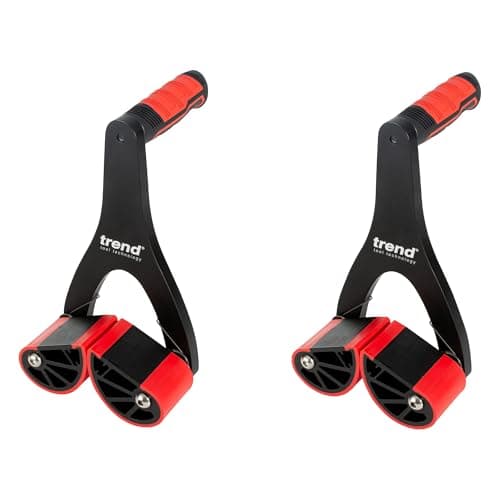 Image of Trend Panel Carrier Set for Doors, Worktops & Sheet Materials, Pair of Self-Adjusting Lifting Tools for Materials Up to 65 Mm Thick, 75 Kg Capacity Each, Non-Slip Rubber Jaws, P/CARRIER/2