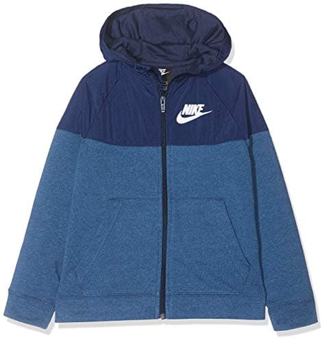 Image of Nike Kids B Nsw Hoodie Fz Av Sweatshirt - Midnight Navy/Midnight Navy/White, Large