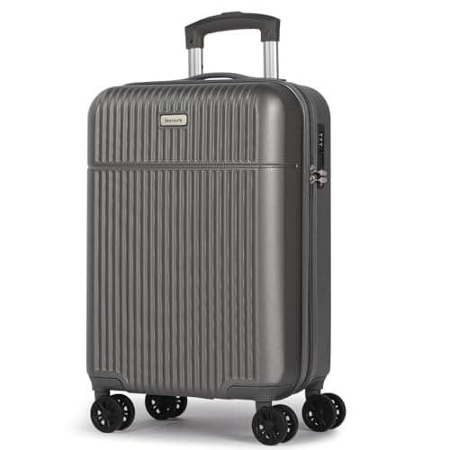 Image of H.yeed Carry on Suitcase ABS Hard Shell Lightweight Small Trolley Travel Cabin Luggage with 4 Double Spinner Wheels TSA Lock for Man Women, 21" Grey