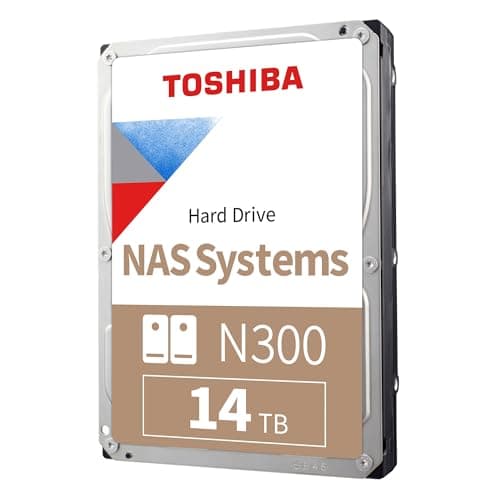 Image of Toshiba N300 14TB Internal NAS Hard Drive, 3.5’’ SATA HDD, 7200 RPM, 24/7 Operation, Supports 1-8 bay systems, 128MB Cache, 180TB/Year workload, 3yr Warranty (HDEXZ12ZNA51F).