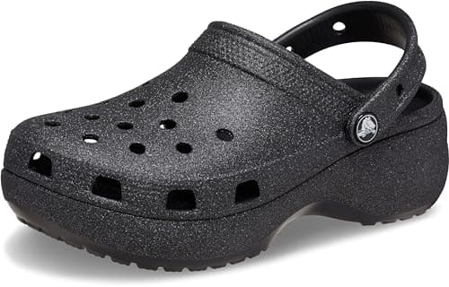 Image of Crocs Women, Classic Platform Glitter Clog W, Black, 6 UK Women