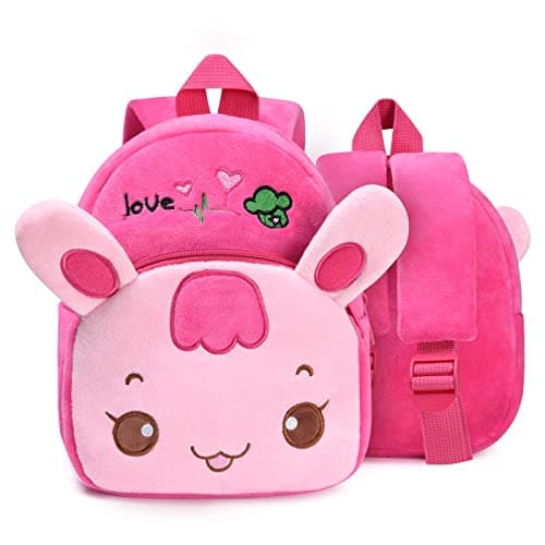 Image of URAQT Toddler Backpack for Girls, Cute Pink Rabbit Kids Backpack Mini School Bag, Comfy Soft Plush Baby Girl Rucksack Toddler Girl Gifts for 1-2 Years Old