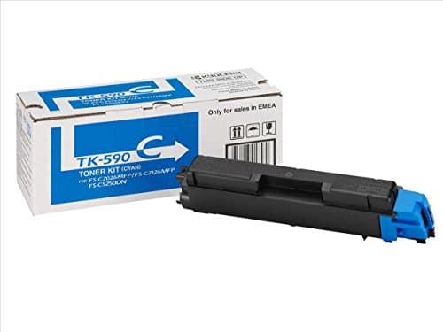 Image of Kyocera Toner Cartridge TK-590 C - CYAN - 5.000 Pages High Capacity Genuine Premium Printer Toner - 1T02KV0NL0 - 0T2KVANL - for FS-C2026MFP / FS-C2026MFP+ / FS-C2126MFP / FS-C2126MFP+ / FS-C5250DN / FS-C2526MFP / ECOSYS P6026cdn / ECOSYS M6026cidn / M6526cdn / ECOSYS M6526cidn