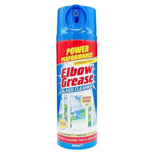Image of Elbow Grease Glass Cleaner Aerosol - Super Shine, Foaming Action | Cleans Windows, Mirrors, Glass - Streak Free (400ml)