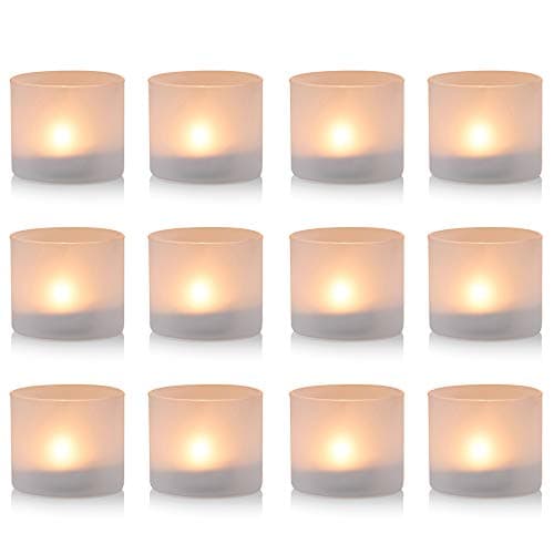 Image of Nuptio 12 Pcs Frosted Glass Candle Holder, Votive Holders, Tealight Candle Holder, 5.7cm W x 4.8cm H for Gifts, Weddings Special Events Aromatherapy Party Favors Home Christmas Halloween Decoration