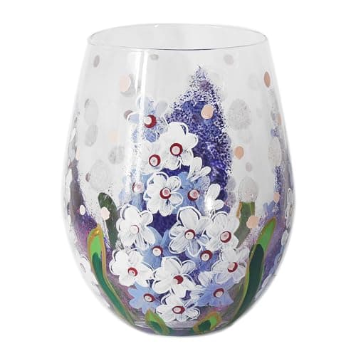 Image of Lesser & Pavey Lynsey Johnstone Delphiniums Stemless Glass | Glassware for Home and Parties | Elegant Gift for Weddings and Christmas | Perfect for Stylish Drinkware