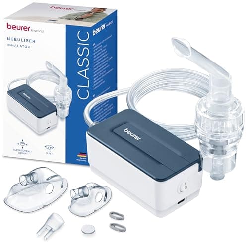 Image of Beurer IH 15 Nebuliser, Inhalation Device for colds and Respiratory Diseases Such as Asthma and COPD, for nebulizing Medication, Small and Lightweight, one-Button Operation Ideal for Everyday use