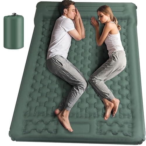 Image of Jaztral Camping Mat - Upgraded Extra Thick Self Inflating Camping Sleeping Mat Double, Reinforced Support Structure with Built-in Foot Pump and Pillow,Portable Air Mattress for Hiking Tent
