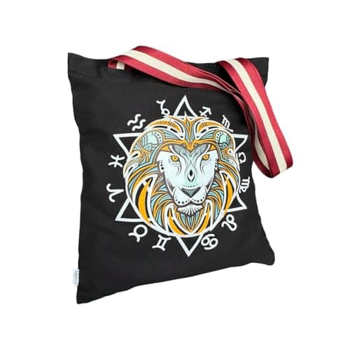 Image of Augbunny ZODIAC LEO Large Canvas Reusable Grocery Shopping Beach Bags Multi Purpose Casual Fashion Tote