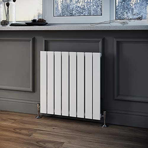 Image of ELEGANT 600 x 600 mm Designer Horizontal Radiator White Single Flat Panel Bathroom Premium Radiators Modern Wall Mounted/Up Standing Slim Radiators for Bathroom/Kitchen/Living Room