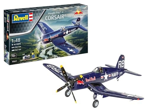 Image of Revell Gift Set 05641 F4U-4 Corsair: Flying Bulls 25th Anniversary 1:48 Scale Unbuilt Plastic Model Kit with Accessories