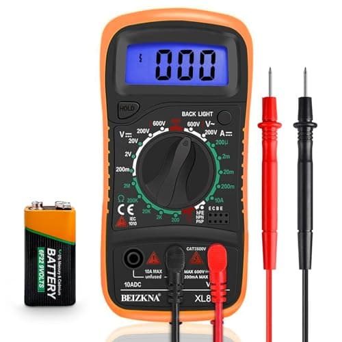 Image of Digital Multimeter Voltmeter Battery Multi Tester Voltage Ohmmeter AC DC Volt OHM Amp Current Meter Continuity Circuit Resistance Diode Electrical Tester Ammeter with LCD Display Backlight
