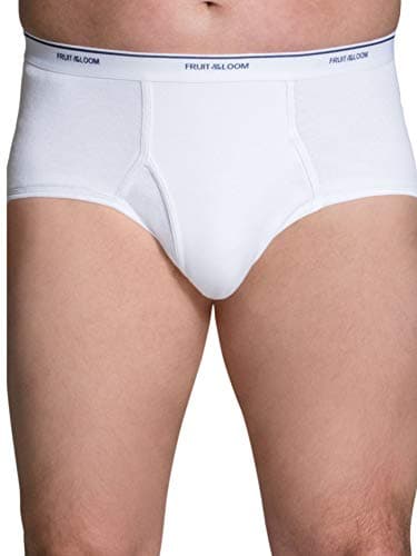 Image of Fruit Of The Loom Mens Cotton White Briefs 6 Pack, XL, White