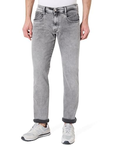 Image of REPLAY Herren Jeans Anbass Slim-Fit Hyperflex mit Stretch, Grau (Medium Grey 096-1), 34W / 34L