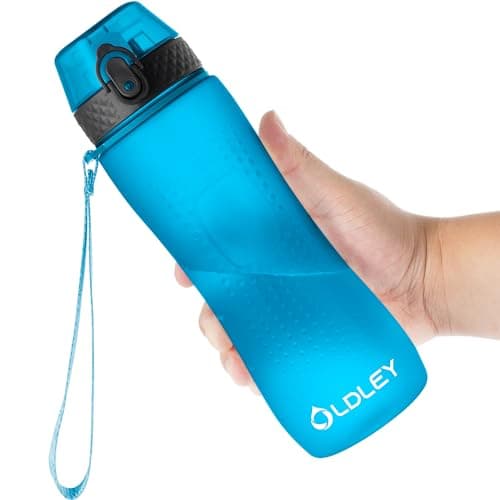 Image of OLDLEY 750ml/25oz Water Bottles with Straw BPA Free Tritan Water Bottles for Gym School Sports Travel Leakproof Time Markings Drink Bottles Reusable Hydrate for Adult Kids Women Men(Blue, 1 Lid)