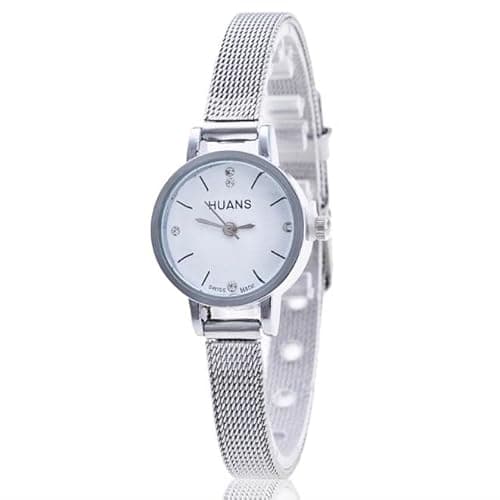 Image of Watch for Women Easter Wrist Stainless Women Watch Mesh Silver Ladies Steel Band Women's Watch Watches for Big Wrists Men (White, One Size)