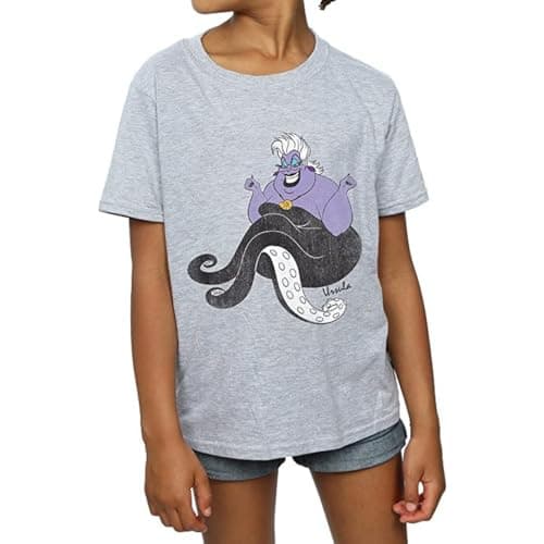 Image of Disney Girls The Little Mermaid Classic Ursula T-Shirt 5-6 Years Sport Grey