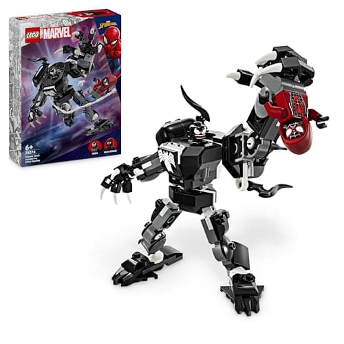 Image of LEGO Marvel Venom Mech Armour vs. Miles Morales, Posable Spider-Man Toy Action Figure for Kids, Spidey Building Set with Minifigures, Super Hero Gifts for Boys and Girls Aged 6 Plus 76276