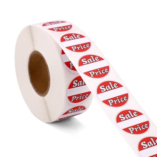 Image of 1000pcs Red Sale Price Stickers, 1in/2.5cm Round Adhesive Retail Pricing Labels Sale Tags for Supermarkets Retail Store Clearance
