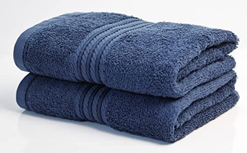Image of Hand Towels ( 2 PACK ) for Bathroom Supreme Range 500GSM Egyptian Hotel Collection Super Soft Combed Luxury Cotton Pack of 2 Absorbent and Quick Dry Hand Towels Set 50 x 85cm (NAVY BLUE)