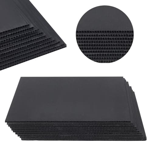 Image of NBEADS 10 Sheets Corrugated Plastic Sheets, 30x29.9cm Blank Yard Lawn Signs 4mm Thick Square Corrugated Sign Board Plastic Fluted Sheets for Advertising Board Model Building and DIY Crafts, Black