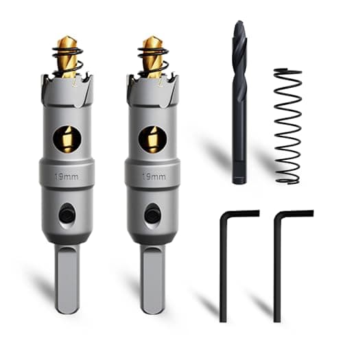 Image of METOTY 19mm 2PCS Carbide Hole Saw Set,Heavy Duty Tungsten Carbide Tipped Hole Cutters Set with a nitrided Step Drill and L-flench, for Steel Iron,Aluminum,Stainless stell