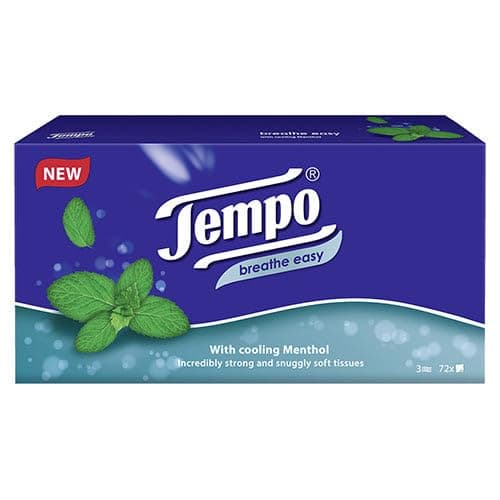 Image of Tempo Breath Easy Soft & Sensitive Tissues with Menthol 72's 3Ply (12 Pack)
