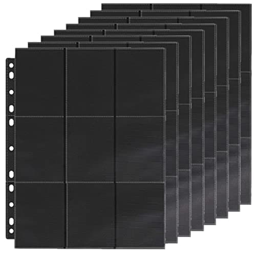 Image of KAHEIGN 36Pcs Trading Card Sleeves, 648 Pockets Double-Sided Card Sleeve Pages 11 Holes Plastic Binder Sheets Clear Game Card Protectors for Pokemon Yu-Gi-Oh Sports Game Cards - fit 3 Ring Binder