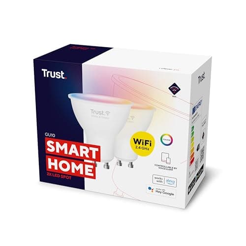 Image of Trust WiFi GU10 Smart Bulb, Colour Changing Light Bulb, Works with Alexa and Google Home, No Hub, 2.4GHz WiFi Bulb, Smart Light Bulb, LED Spotlight Bulb, White & Colour [Amazon Exclusive] - 2 Pack