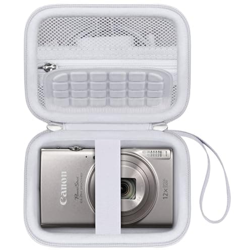 Image of Canboc Carrying Case for Canon IXUS 185/285/ Sony DSC-W830/DSC-W800/VAHOIALD/Taichaeu/EJXHKNF Digital Camera, Mesh Pocket fit Cable, Batteries, White (Case Only)