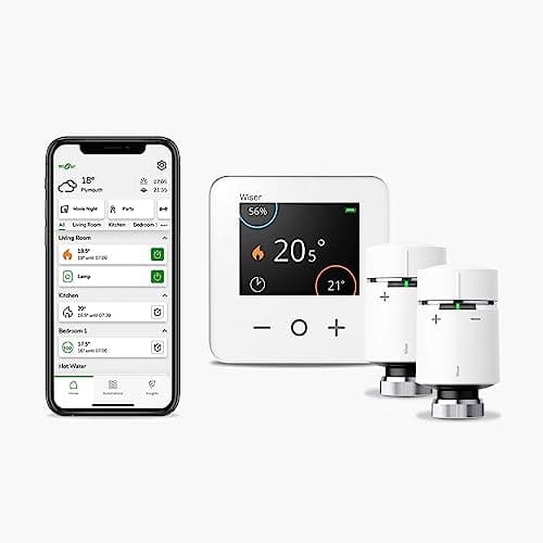 Image of Drayton Wiser Multi-Zone Smart Thermostat and 2 Smart Radiator Thermostat Kit - Conventional Boilers Only - Heating and Hot Water Control
