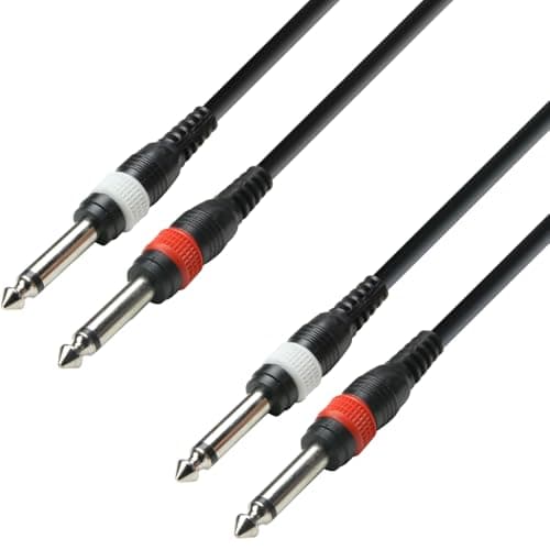 Image of Adam Hall 3 Star Series 3m 2x 6.3mm Jack Mono to 2x 6.3mm Jack Mono Audio Cable
