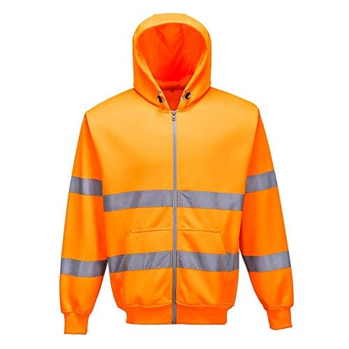 Image of Portwest Hi-Vis Zip Front Hoodie, Size: L, Colour: Orange, B305ORRL