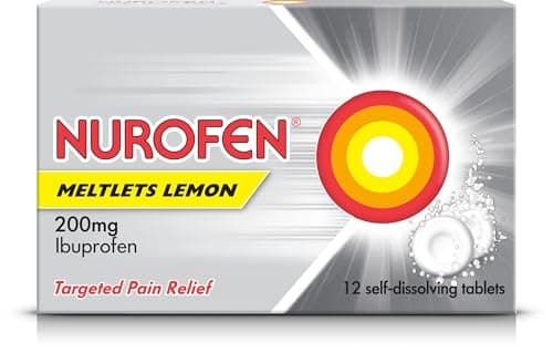 Image of Nurofen Ibuprofen Meltlets, Lemon 200mg, 12 Tablets - Fast Pain, Migraine, Headache Relief, Cold & Flu Medicine for Adults, Self-Dissolving Over-The-Counter Tablets