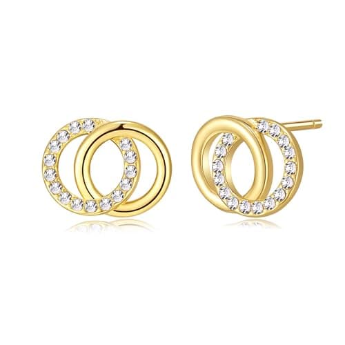 Image of Philip Jones 18k Gold Plated Circle Link Earrings Created with Zircondia® Crystals
