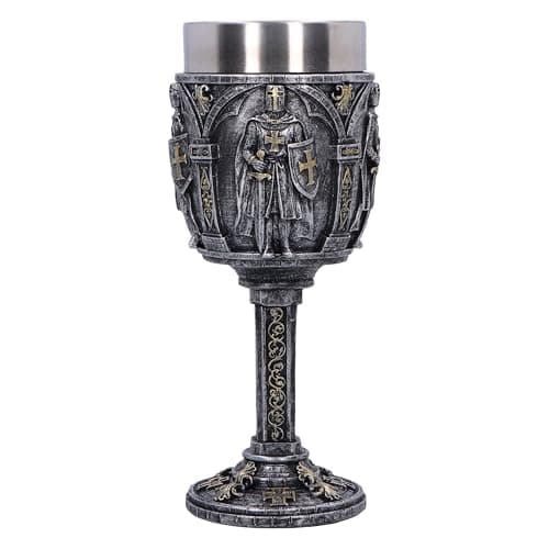 Image of Nemesis Now Galant Silver Knight Goblet 19.7cm, Resin, Silver, Cast in The Finest Resin, Expertly Hand-Painted