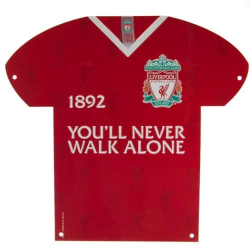 Image of Liverpool FC Metal Wall Sign, Classic YNWA Home Shirt Design, 25 x 24 cm