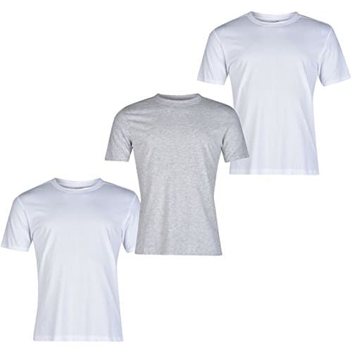Image of Donnay Mens 3 Pack T Shirt Tee Top Short Sleeve Crew Neck Casual Clothing White/GreyM/Wht L