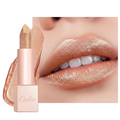 Image of Oulac Infinity Moisture Lipstick - Gold Nude Lip Blam for Extremely Dry, Cracked Lips, Diamond Shimmer & High Shine, Long-Lasting Hydration Lips, Vegan & Clean Beauty Formula, 4.5g PG13