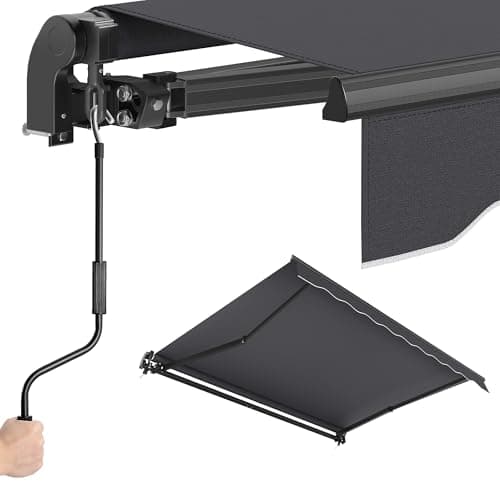 Image of SONGMICS Retractable Awning for Patio, Folding Garden Awning, Manual Crank Balcony Canopy, Outdoor Sun Shade, UPF 50+ Aluminum Alloy, Adjustable Angle, 250 x 200 cm, Grey GSA256GZ01