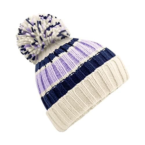 Image of Beechfield B392 Hygge Striped Beanie - Blueberry Cheesecake