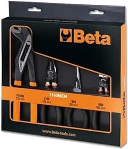 Image of Beta 1169N/D4 Pliers Set of 1 Large Effect Universal Pliers, 1 Long Nose Pliers, 1 Chrome Cutters and 1 Phosphated Closed Hinge Pliers