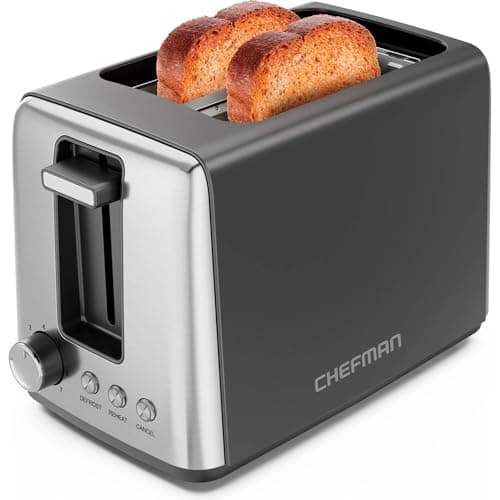 Image of Chefman Toaster 2 Slice, 7 Shade Settings, 3 Cooking Modes, Removable Crumb Tray, Thick Bagel and Bread Toaster, Defrost, Cancel, Black
