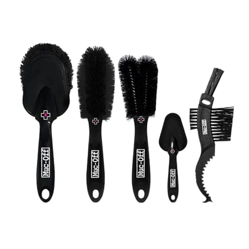 Image of Muc-Off Premium Brush Set - Bike Cleaning Brushes for Chains, Frames, and Detailing - Durable Nylon Bristles and Ergonomic Design - 5 Brushes