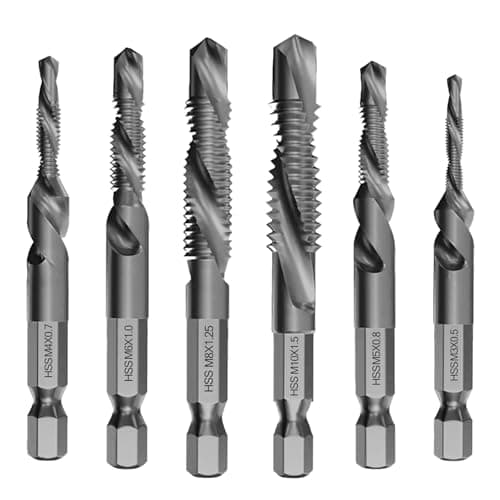 Image of 6PCS HSS Drill Bit Set 1/4” Hex Shank Screw Tapping Threading Tools M3 M4 M5 M6 M8 M10 Countersink Drill Bit Metal Drill Bits for Hard Steel for Hard Steel and Alloys