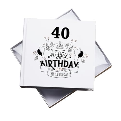 Image of Happy 40th Birthday Photo Album, White Gift Box, Holds 50 Photos 15 x 10 cm