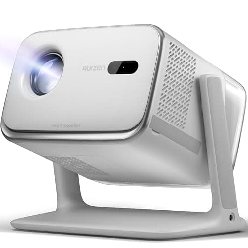 Image of Aurzen BOOM mini Google TV Smart Projector with WiFi and Bluetooth, 4K Supported Outdoor & Home Movie Projector with 20W Speakers DoIby Audio, Real-Time Focus & Keystone, 500 ANSI Lumens, Grey