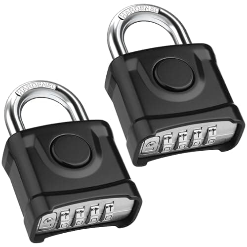 Image of Diyife Heavy Duty Combination Padlocks, [Weatherproof Outdoor][2 Pack] Large 4 Digit Code Lock, 54mm with 8mm Thick 304 Stainless Steel Shackle Padlock for Door, School Gym, Gate, Shed (Black)